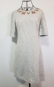 Eliza J jeweled neck grey midi shift dress sz 6
